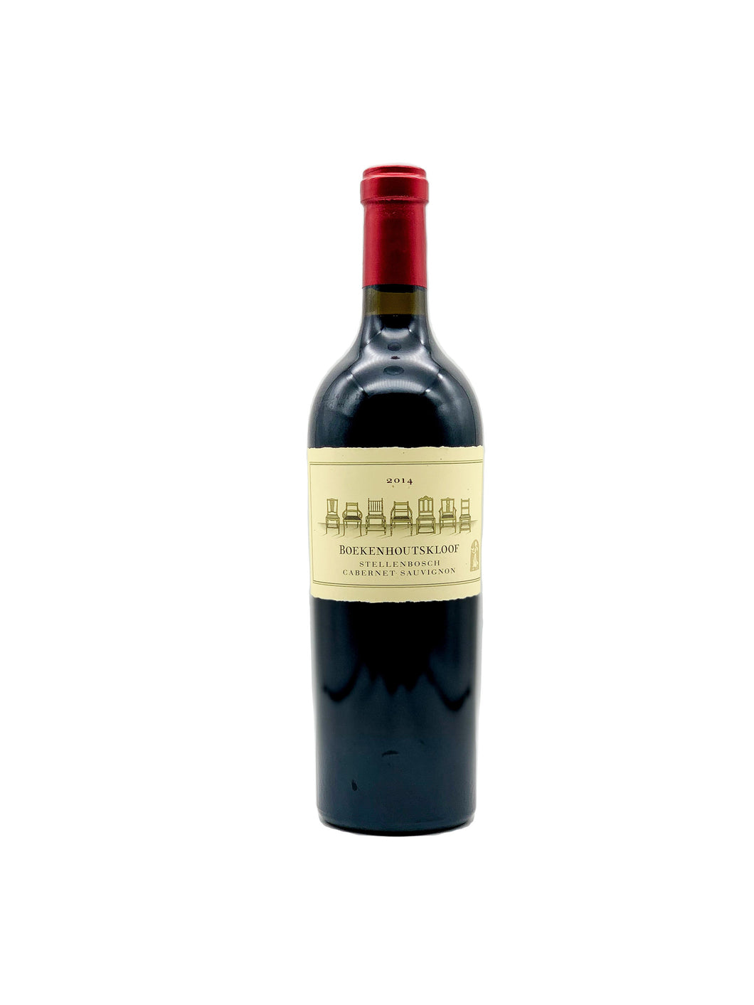 Picture of single 75cl bottle of Boekenhoutskloof, Cabernet Sauvignon 2014 on a white background